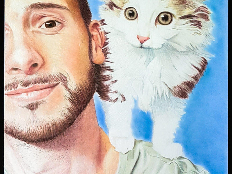 Vétérinaire et son chat aux crayons de couleur
