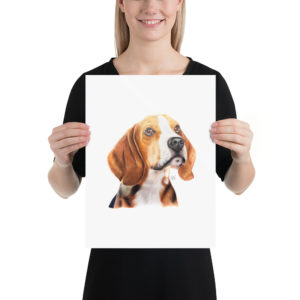 Poster chien beagle. Impression de l'oeuvre de l'artiste Laurie Sénacq en 30x40 cm