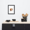 Poster en papier mat éncadré chien beagle noir. Impression de l'oeuvre de l'artiste Laurie Sénacq en 21x30 cm
