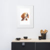 Poster en papier mat éncadré chien beagle blanc. Impression de l'oeuvre de l'artiste Laurie Sénacq en 50x70 cm