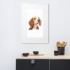 Poster en papier mat éncadré chien beagle blanc. Impression de l'oeuvre de l'artiste Laurie Sénacq en 61x91 cm