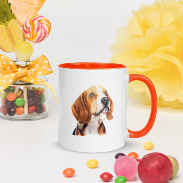 Mug chien beagle orange droite