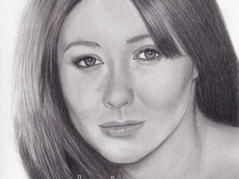 Portrait de Shannen Doherty au crayon graphite
