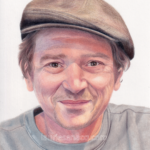 Portrait d'homme aux crayons de couleur réalisé par l'artiste Laurie Sénacq